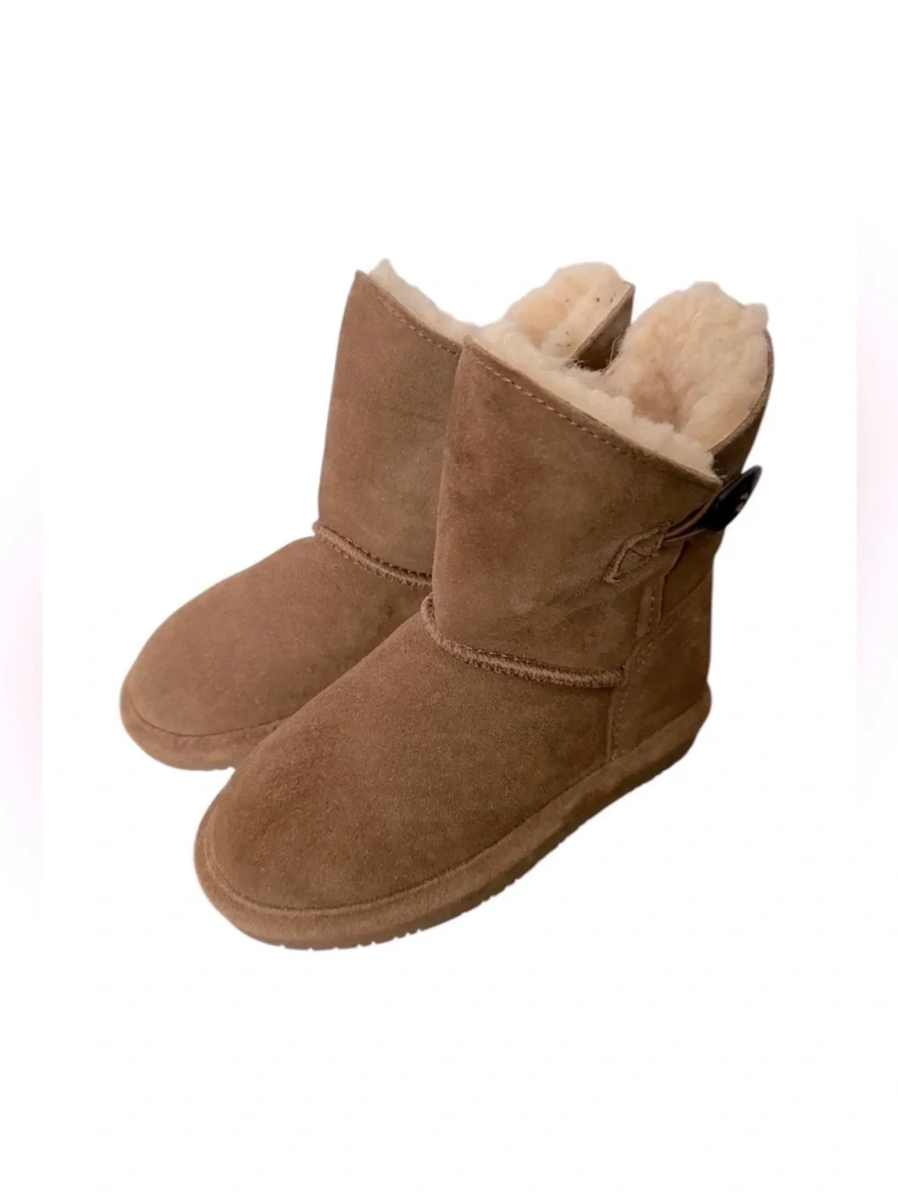 New BEARPAW Brown Suede Shearling-Lined Boots